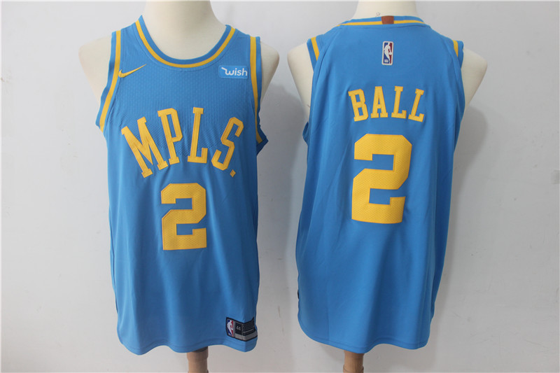 Men Los Angeles Lakers 2 Ball Blue Game Nike NBA Jerseys